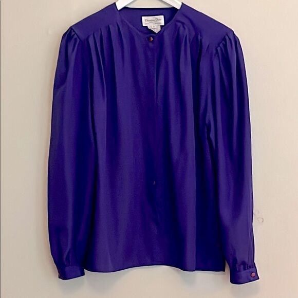 Christian Dior Chemises Classic Blue Blouse size 10 - Picture 1 of 8